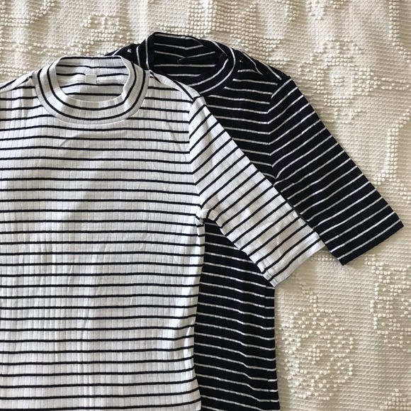 Striped Ribbed Mock Neck Bundle - Picture 2 of 6